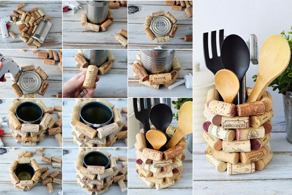 Upcycling Rolhas organizador de talheres